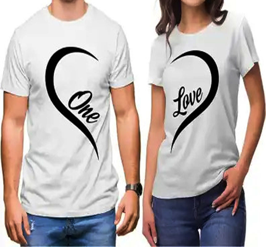  Personalized One Heart Couple T - shirt
