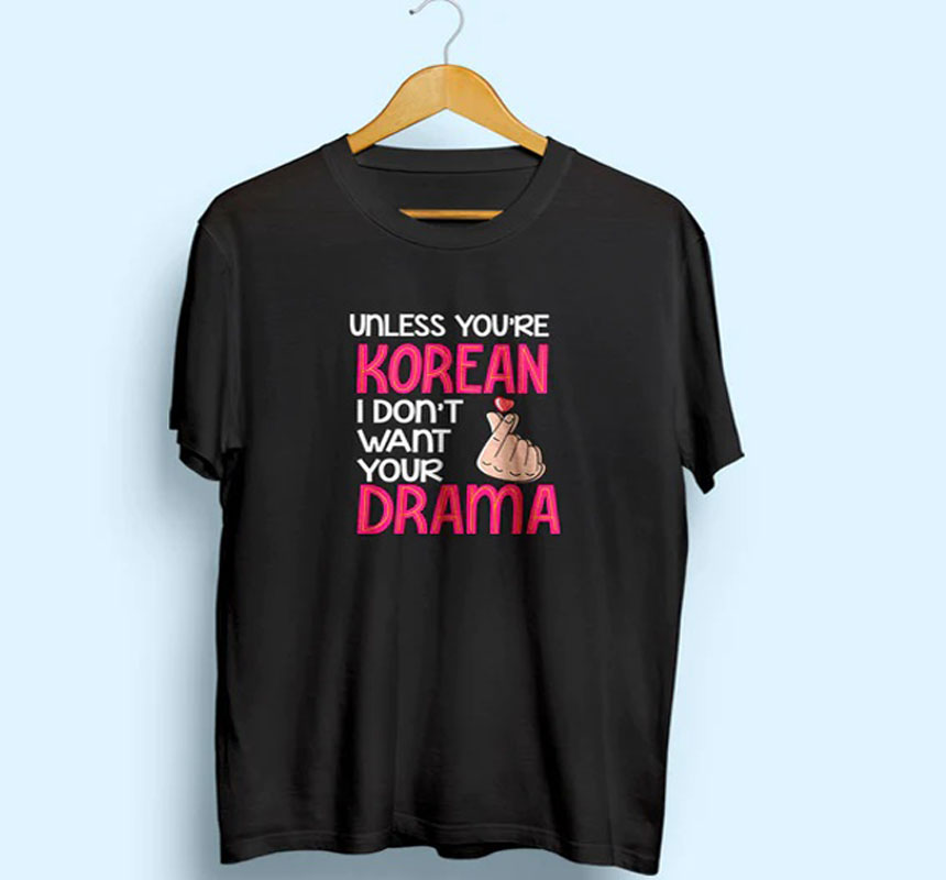 Unless Yours’s Korean Printed Black Color Cotton T -  shirt 