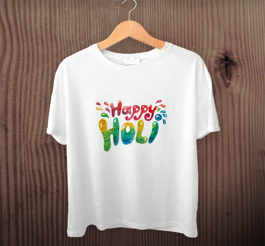 Round Neck Holi Cotton T - Shirt
