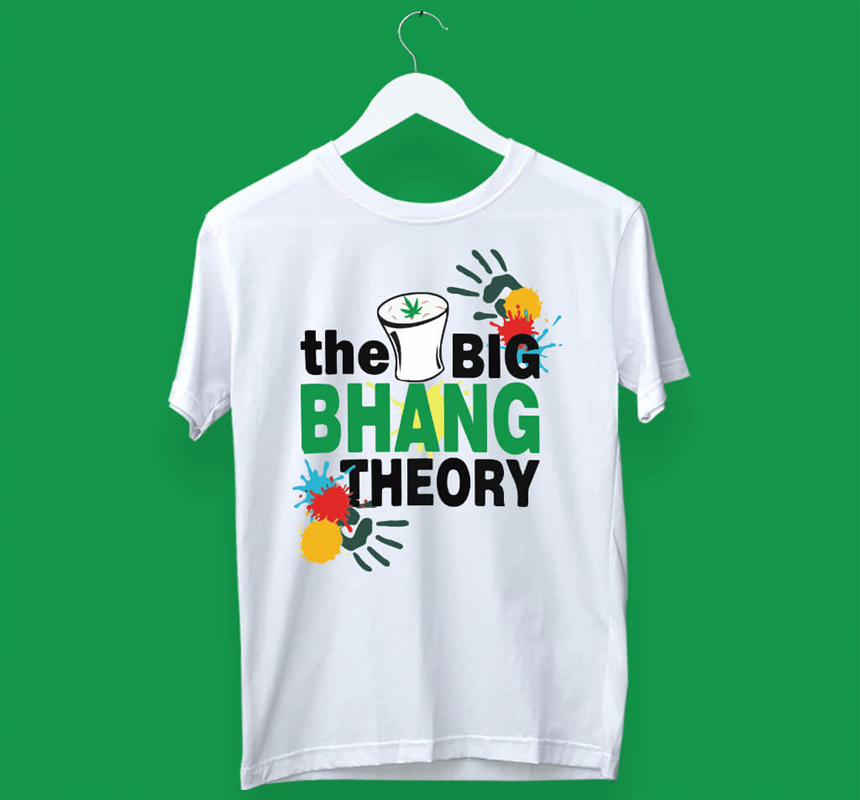 White Printed Holi T - shirt Cotton