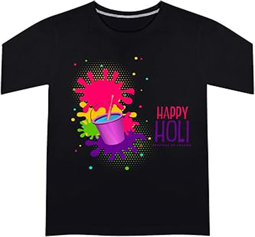 Happy Holi Printed Cotton T -  shirt