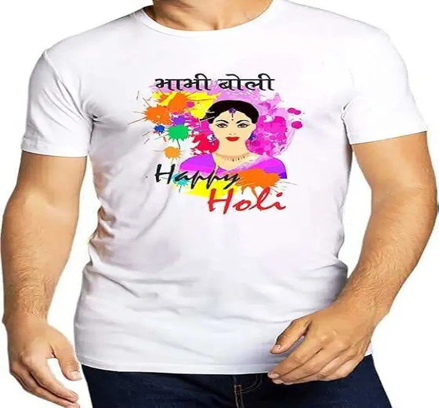 Cotton Holi Style Customized T - shirt
