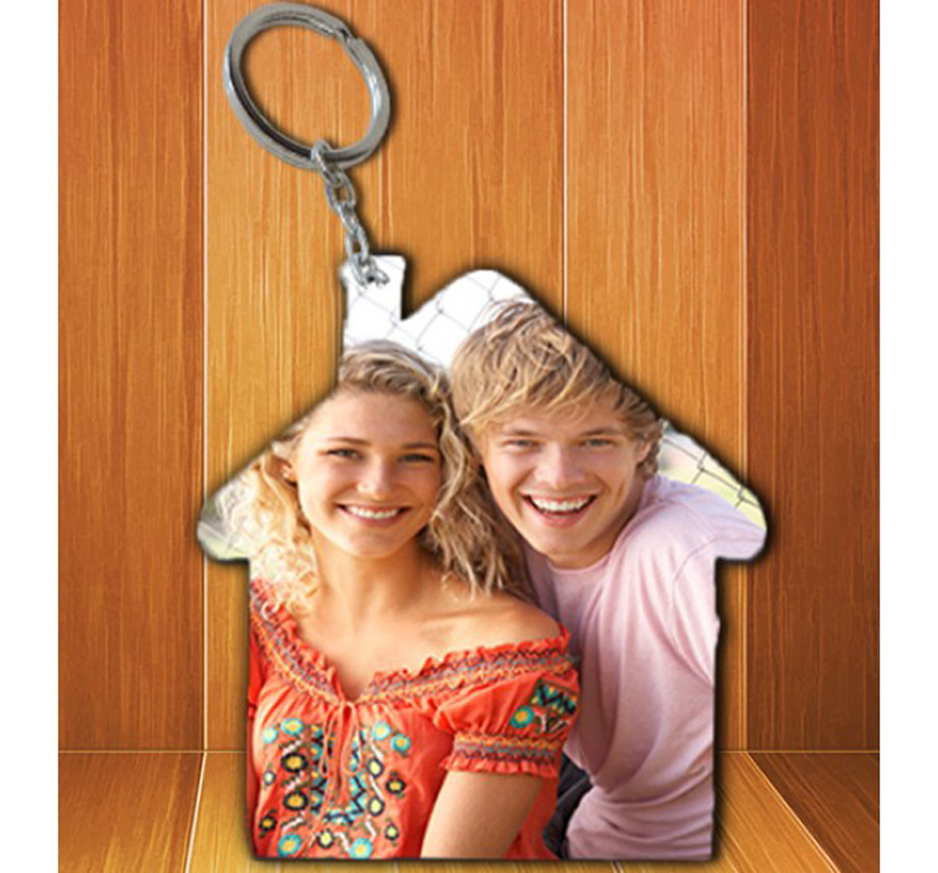 Home Shape Keychain With Photo