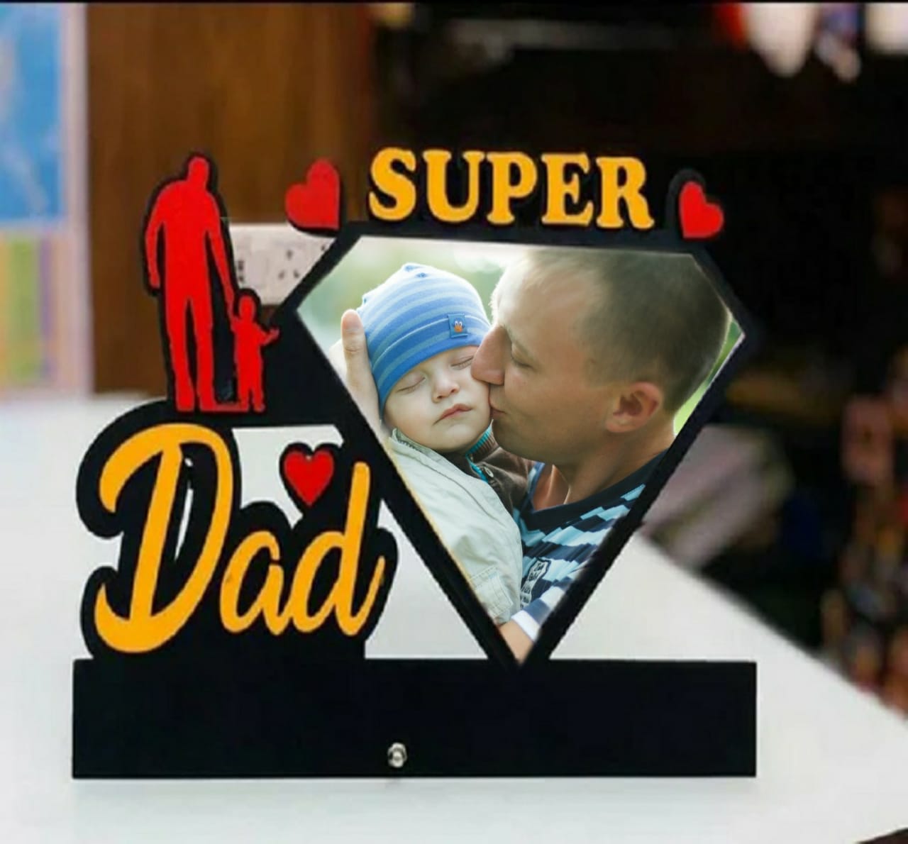MDF Photo Frame Customized Super Dad Caricature
