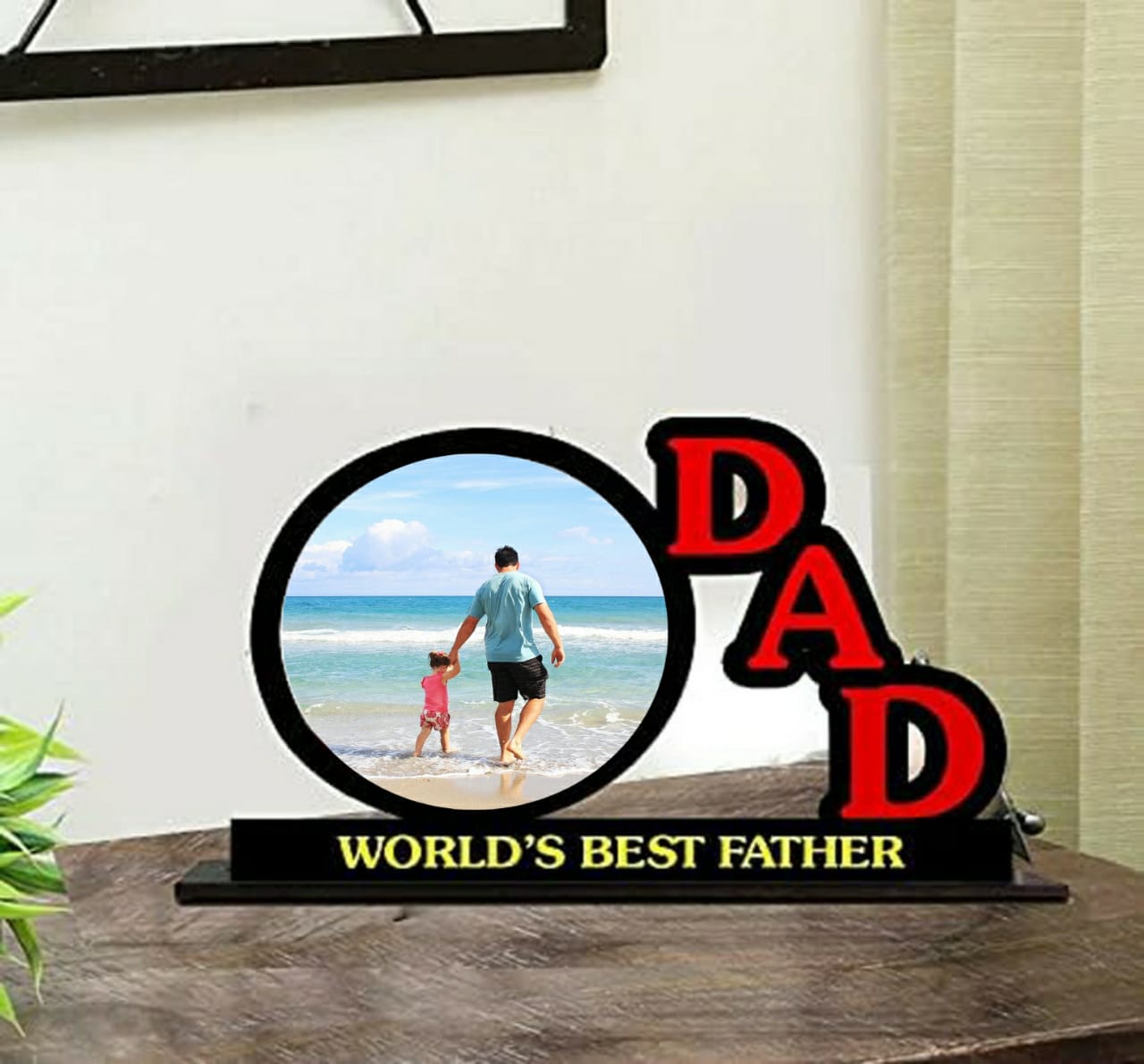 Customized Wooden Frame World`s Best Father 