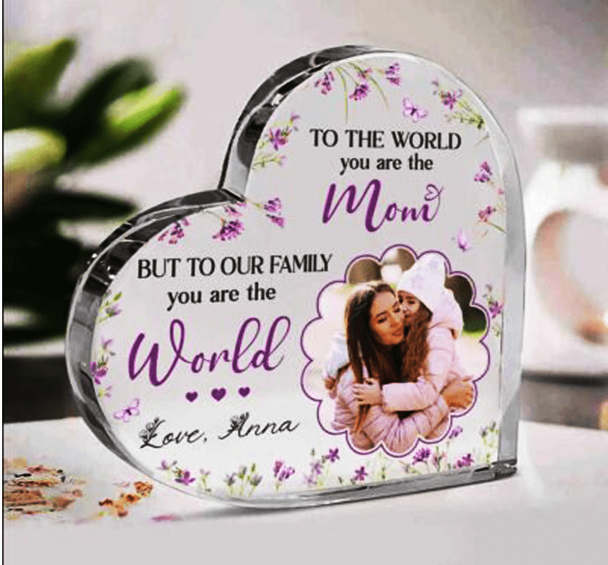 Heart shape Crystal Glass Photo Frame for mom
