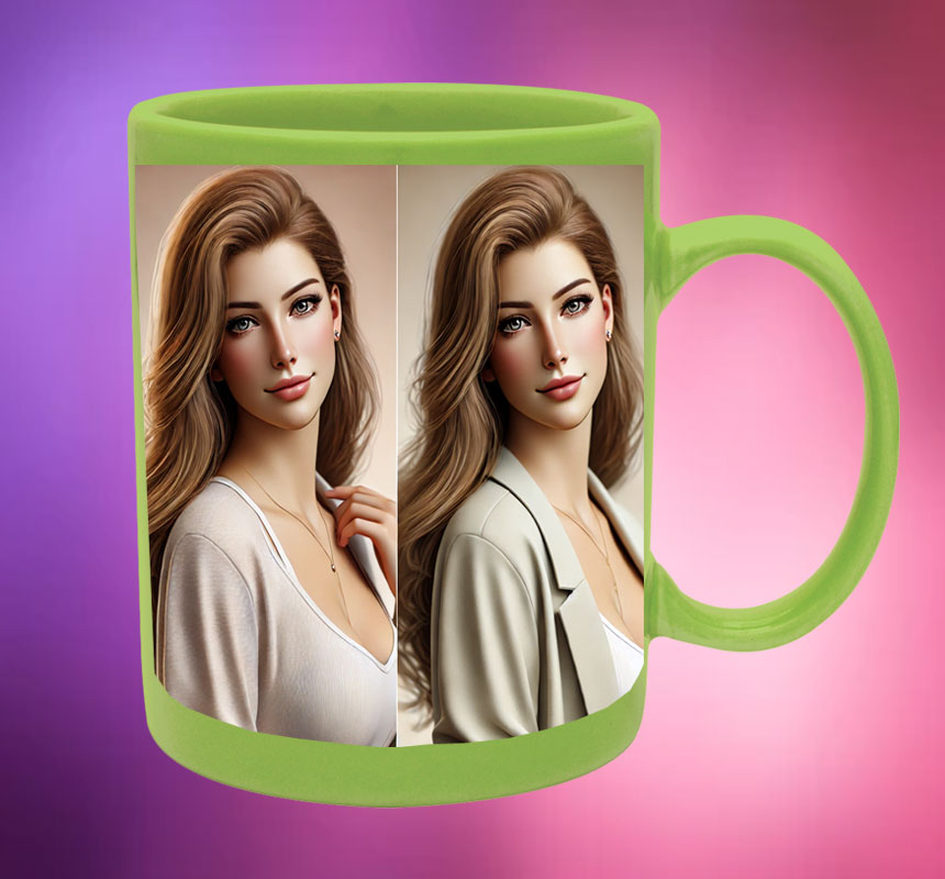 Coffee Mug Green with Personalized Photo
